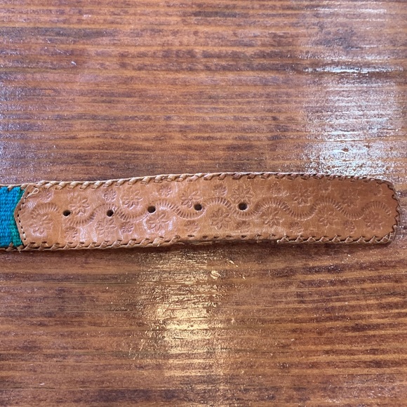 Vintage Guatemalan Woven Leather Concho Belt - Picture 8 of 17